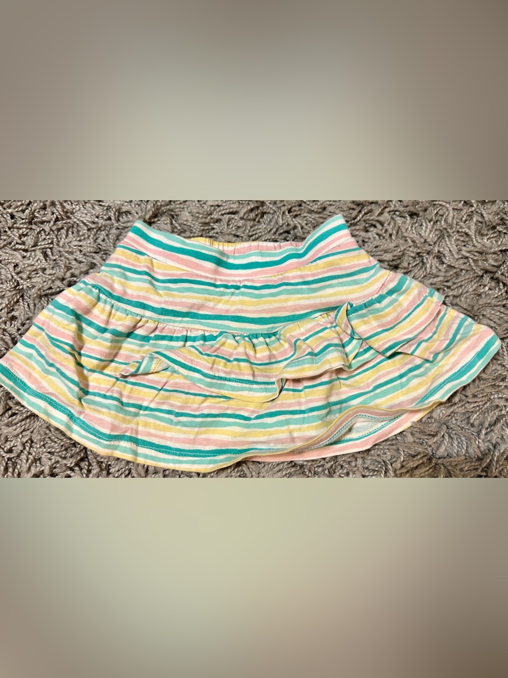 Striped Ruffle Girls' Skirt - Pastel Multi
